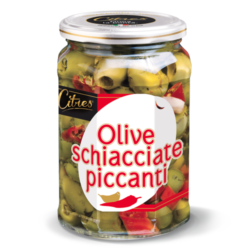 Olive Schiacciate piccanti | Delduca - dystrybutor włoskich produktów  spożywczych