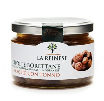 Cipolle Borettane marinate in ”Aceto balsamico di Modena IGP” e farcite con tonno